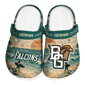 Bowling Green Falcons Clogs - Custom Wave Scene Fir Green