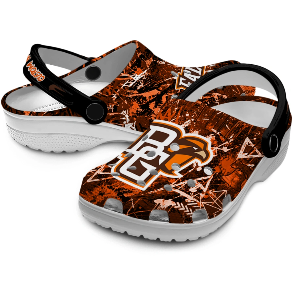 bowling-green-falcons-clog-customized-graffiti-burst-orange-black-high-quality.webp