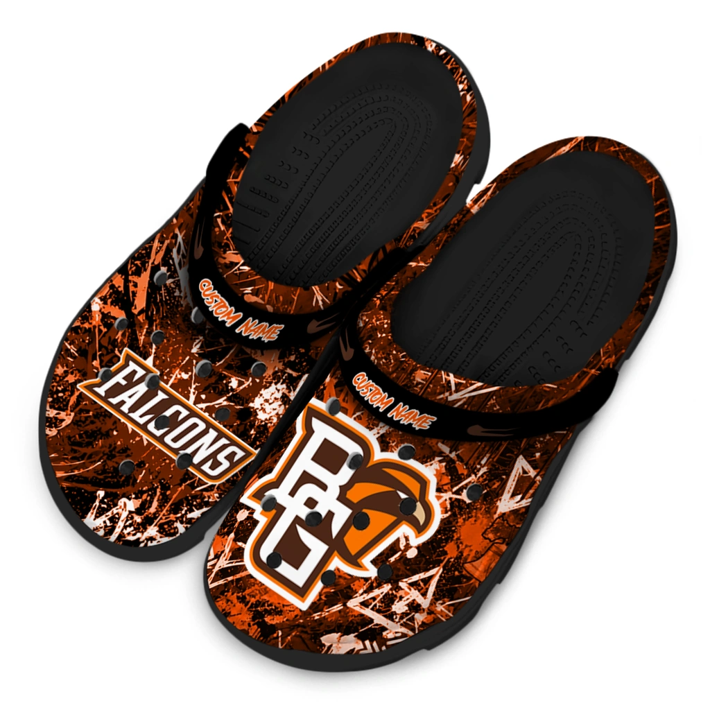 bowling-green-falcons-clog-customized-graffiti-burst-orange-black-latest-model.webp