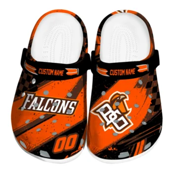 Bowling Green Falcons Clogs - Personalized Circuit Geometry Orange Black