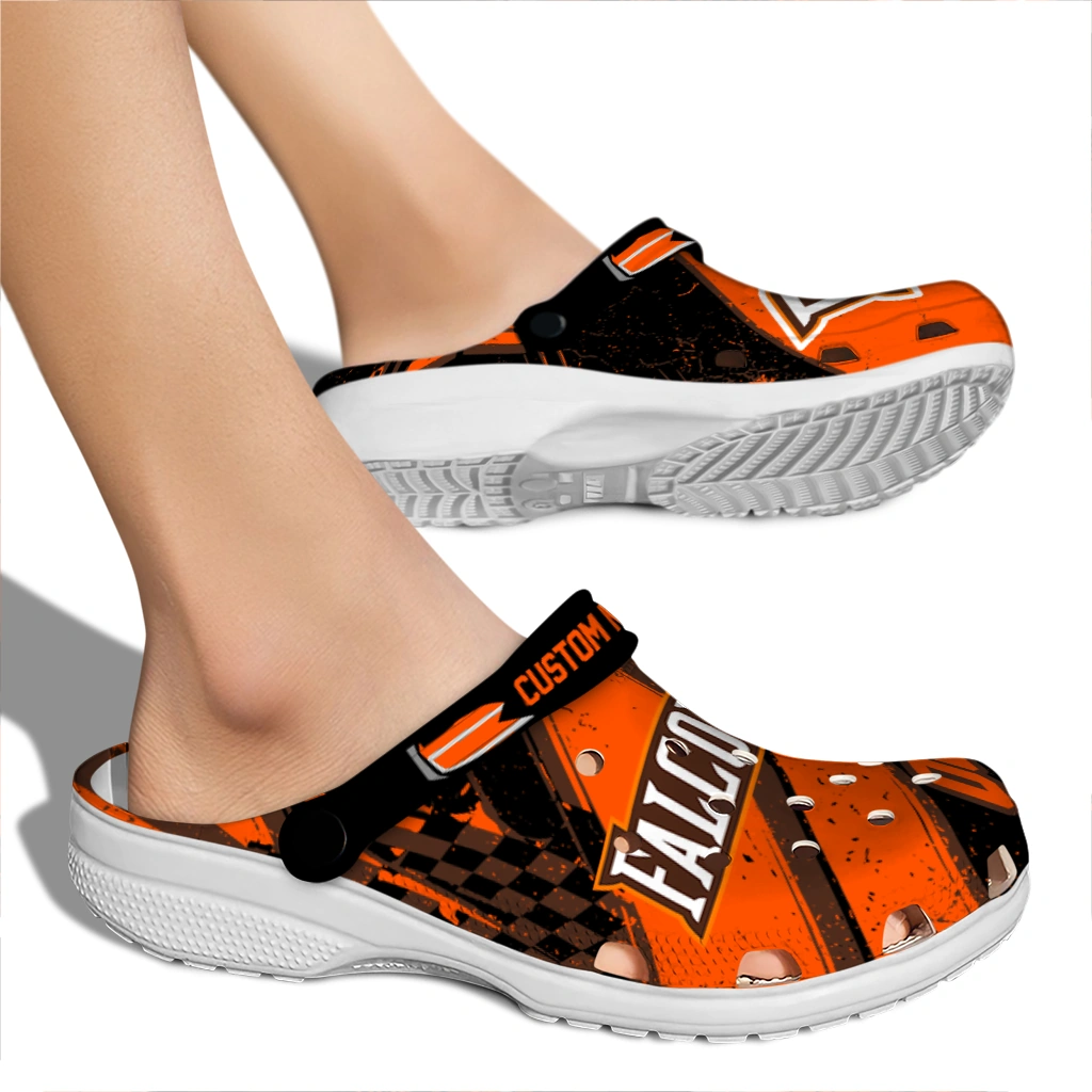 Bowling Green Falcons Clogs - Personalized Circuit Geometry Orange Black 2