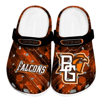 Bowling Green Falcons Clogs - Personalized Circuit Geometry Orange Black