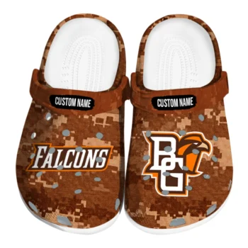 Bowling Green Falcons Clogs - Personalized Digital Camo Orange