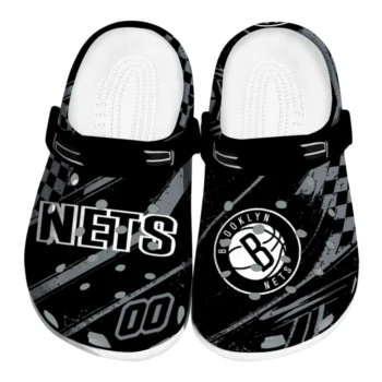Brooklyn Nets Clogs - Custom Circuit Geometry Black
