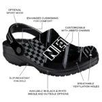 Brooklyn Nets Clogs – Personalized Checkered Streaks Black 1