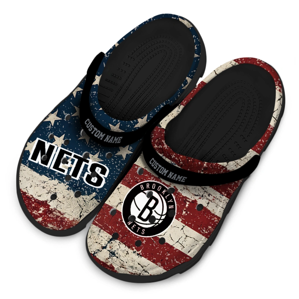 brooklyn-nets-clog-custom-distressed-stripes-black-red-blue-latest-model.webp