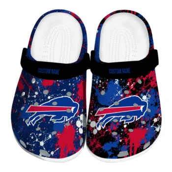 Buffalo Bills Clogs - Custom Splatter Splash Blue Black