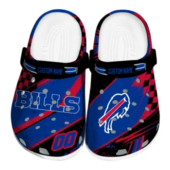 Buffalo Bills Clogs - Personalized Circuit Geometry Blue Black