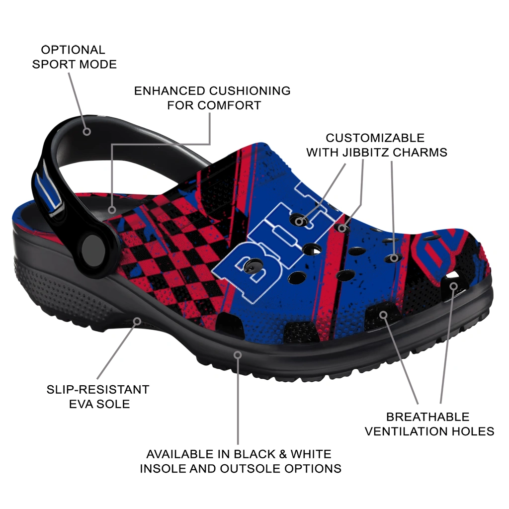 Buffalo Bills Clogs - Personalized Circuit Geometry Blue Black 5