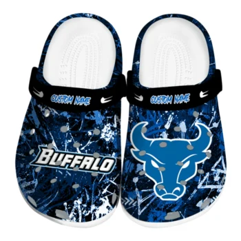 Buffalo Bulls Clogs - Custom Graffiti Burst Royal Blue Black