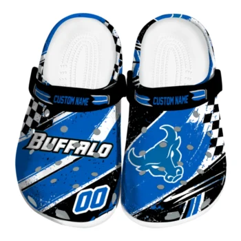 Buffalo Bulls Clogs - Custom Checkered Streaks Royal Blue Black