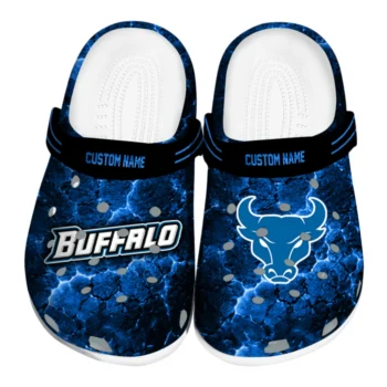 Buffalo Bulls Clogs - Personalized Cracked Energy Royal Blue Black