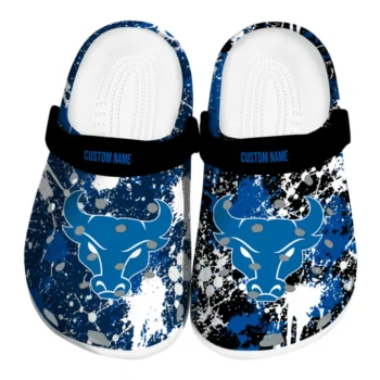 Buffalo Bulls Clogs - Personalized Splatter Splash Royal Blue Black