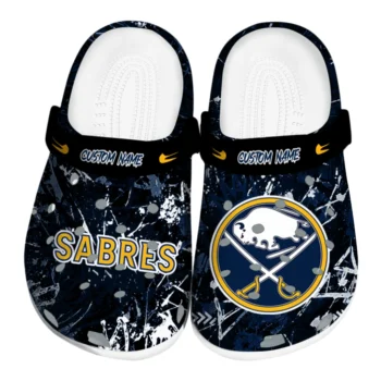 Buffalo Sabres Clogs - Custom Graffiti Burst Navy Blue Black