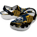 Buffalo Sabres Clogs – Custom Checkered Streaks Navy Blue Black 1