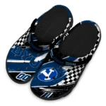 BYU Cougars Clogs – Personalized Checkered Streaks Blue Black 1