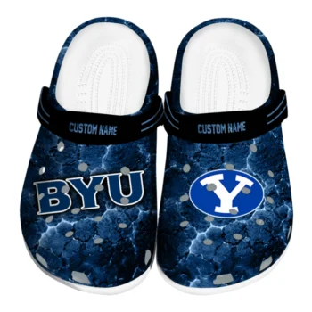 BYU Cougars Clogs - Customized Cracked Energy Blue Black