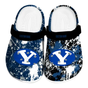 BYU Cougars Clogs - Customized Splatter Splash Blue Black