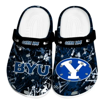 BYU Cougars Clogs - Personalized Graffiti Burst Blue Black