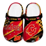 Calgary Flames Clogs - Customized Checkered Streaks Red Black 1 calgary-flames-clog-customized-checkered-streaks-red-black-best-selling.webp