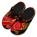 Calgary Flames Clogs – Personalized Circuit Geometry Red Black 1