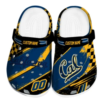 California Golden Bears Clogs - Custom Checkered Streaks Blue Black