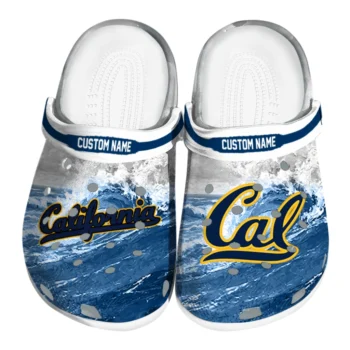 California Golden Bears Clogs - Custom Wave Swirl Blue White