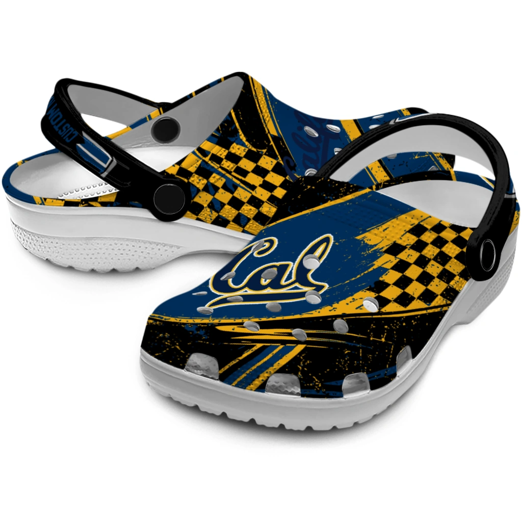California Golden Bears Clogs - Customized Circuit Geometry Blue Black 3