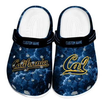California Golden Bears Clogs - Personalized Cracked Energy Blue Black