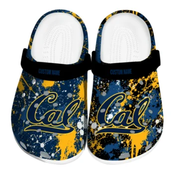 California Golden Bears Clogs - Personalized Splatter Splash Blue Black