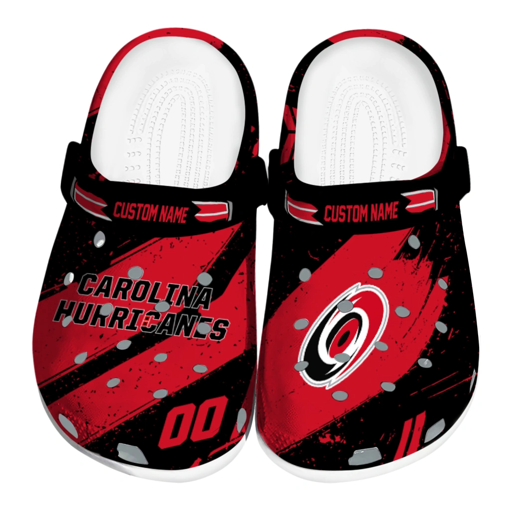 Carolina Hurricanes Clogs - Custom Circuit Geometry Red Black 1 carolina hurricanes clog custom checkered streaks red black best selling 1