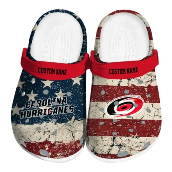 Carolina Hurricanes Clogs - Custom Distressed Stripes Red Blue