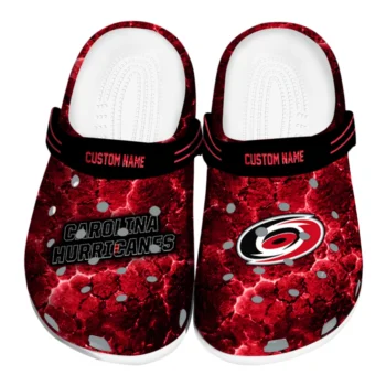 Carolina Hurricanes Clogs - Customized Cracked Energy Red Black