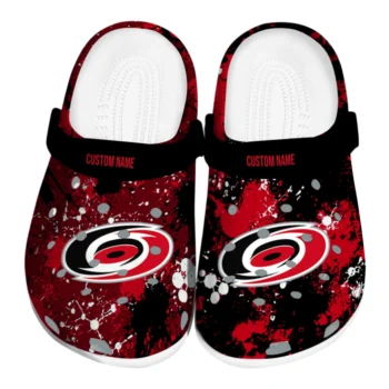 Carolina Hurricanes Clogs - Customized Splatter Splash Red Black