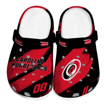 Carolina Hurricanes Clogs - Personalized Checkered Streaks Red Black
