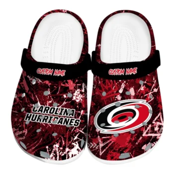 Carolina Hurricanes Clogs - Personalized Graffiti Burst Red Black