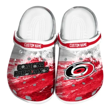 Carolina Hurricanes Clogs - Personalized Wave Swirl Red White