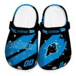 Carolina Panthers Clogs - Personalized Checkered Streaks Blue Black 1 Carolina Panthers Clogs – Personalized Checkered Streaks Blue Black 1