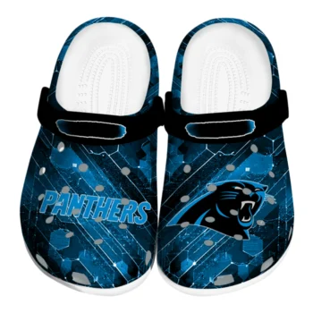 Carolina Panthers Clogs - Custom Circuit Geometry Blue Black