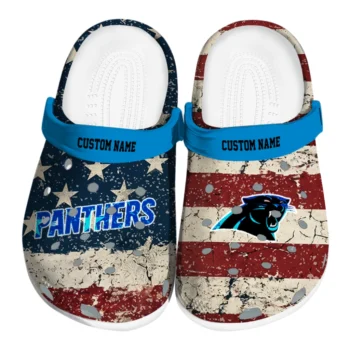 Carolina Panthers Clogs - Custom Distressed Stripes Blue Red Blue