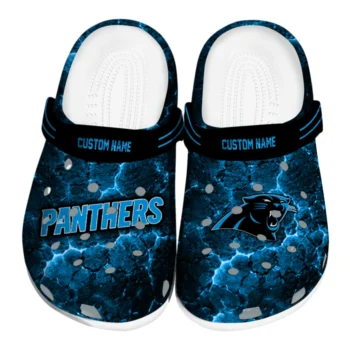 Carolina Panthers Clogs - Customized Cracked Energy Blue Black