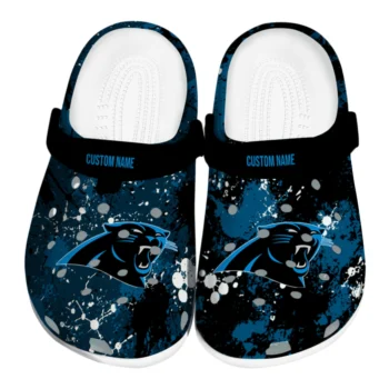 Carolina Panthers Clogs - Customized Splatter Splash Blue Black