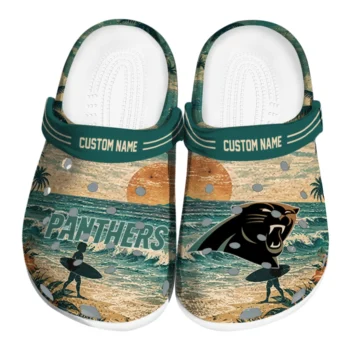 Carolina Panthers Clogs - Customized Wave Scene Fir Green