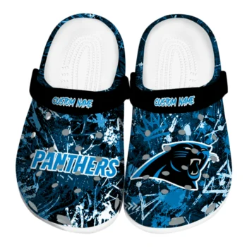 Carolina Panthers Clogs - Personalized Graffiti Burst Blue Black