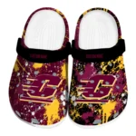 Central Michigan Chippewas Clogs - Custom Splatter Splash Maroon Black 1 central-michigan-chippewas-clog-custom-splatter-splash-maroon-black-best-selling.webp