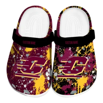 Central Michigan Chippewas Clogs - Custom Splatter Splash Maroon Black