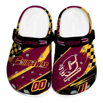Central Michigan Chippewas Clogs - Personalized Circuit Geometry Maroon Black