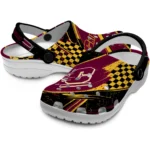 Central Michigan Chippewas Clogs – Customized Checkered Streaks Maroon Black 1