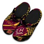 Central Michigan Chippewas Clogs – Customized Checkered Streaks Maroon Black 1