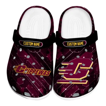 Central Michigan Chippewas Clogs - Personalized Circuit Geometry Maroon Black
